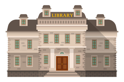 Library icon. Old city building. Knowledge symbol