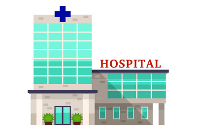 Hospital icon. Medical glass window building facade