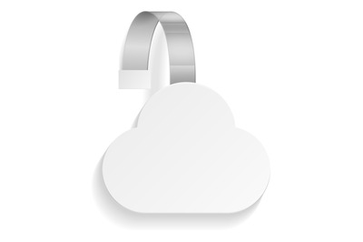 Cloud shape hanging dangler. Blank wobbler mockup