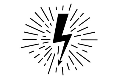 Retro thunderstorm badge. Light bolt black sign