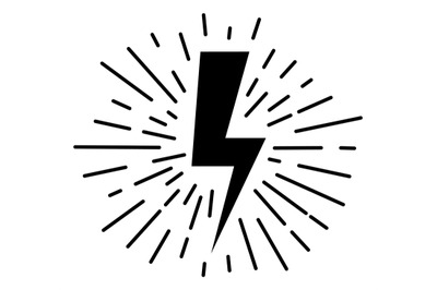 Electric energy symbol. Lightning flash black sign