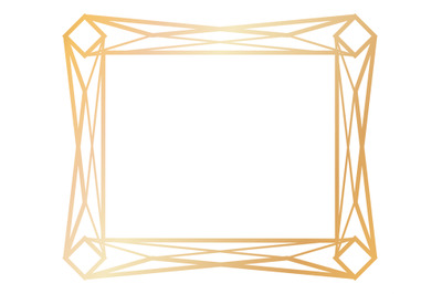 Retro golden frame. Geometric corner line pattern