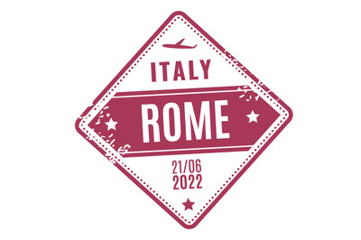 Italy airport stamp. Travel tourist visa with grunge texture