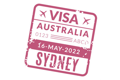 Australia visa with grunge texture. Travel stamp fro tourist passport