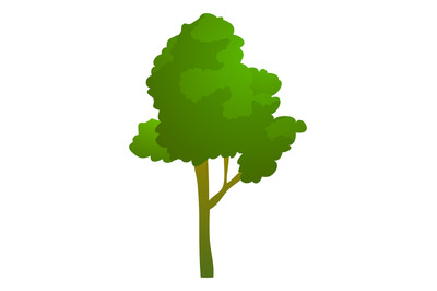 Green tree flat icon. Summer nature symbol