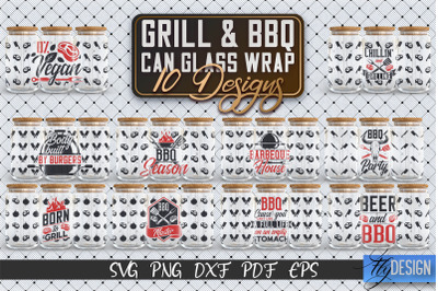 Glass Can Wrap SVG | Grill &amp; BBQ Wrap SVG | Glass Can Wrap SVG v.1