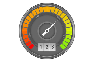 Auto speedometer. Color score meter. Circle gauge