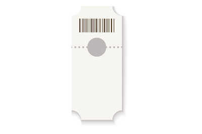 Barcoded ticket mockup. Realistic white blank paper