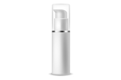 Realistic cosmetic bottle dispenser mockup. Blank white pack