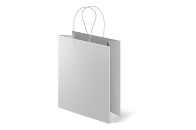 Shopping bag mockup. Realistic blank white paper pack