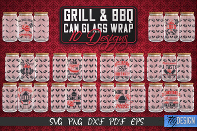 Glass Can Wrap SVG | Grill &amp; BBQ Wrap SVG | Glass Can Wrap SVG v.4