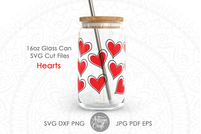 Heart Wrap SVG&2C; 16oz can glass wraps SVG&2C; valentines svg