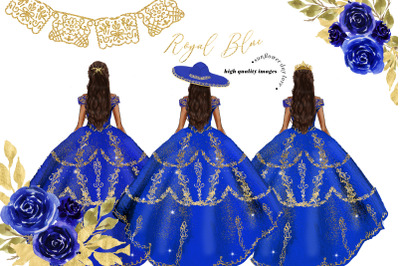 Royal Blue Princess Dresses Clipart&2C; Royal Blue Quinceaera