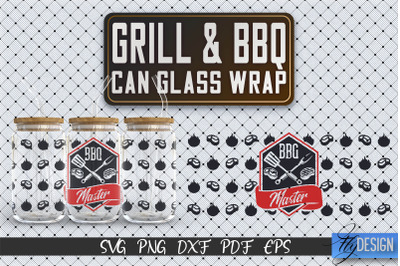 Glass Can Wrap SVG | Grill &amp; BBQ Wrap SVG | Glass Can Wrap SVG