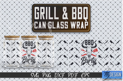 Glass Can Wrap SVG | Grill &amp; BBQ Wrap SVG | Glass Can Wrap SVG