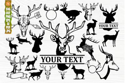Deer Bundle SVG | Deer SVG Cut Files | Wildlife | Deer Skull SVG