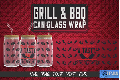 Glass Can Wrap SVG | Grill &amp;amp; BBQ Wrap SVG | Glass Can Wrap SVG