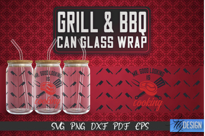 Glass Can Wrap SVG | Grill &amp; BBQ Wrap SVG | Glass Can Wrap SVG