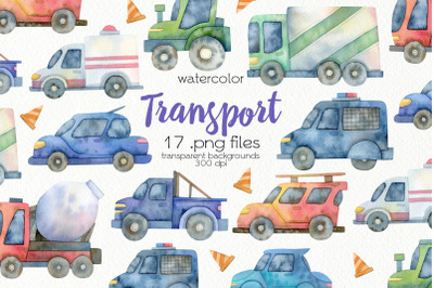 Watercolor Transport Clipart - PNG Files