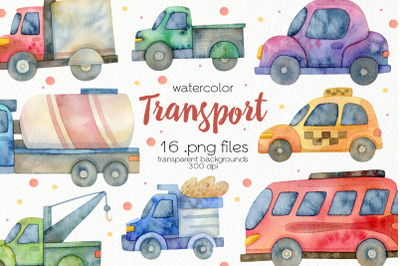 Watercolor Transport Clipart - PNG Files