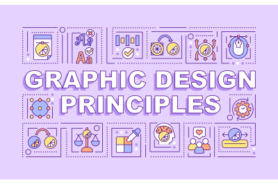 Graphic design principles word concepts purple banner