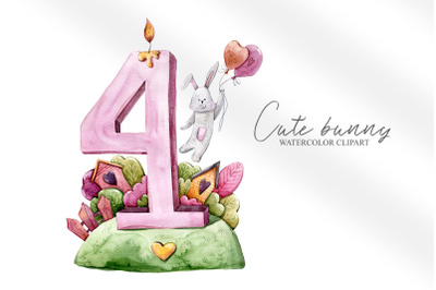 Watercolor cute bunny clipart &2F;sublimation - 1 PNG FILE