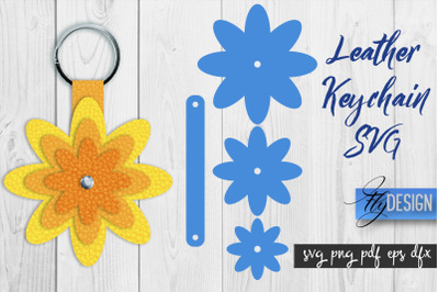 Leather Keychain Flower SVG | Key Fob SVG | Bag Tag Design