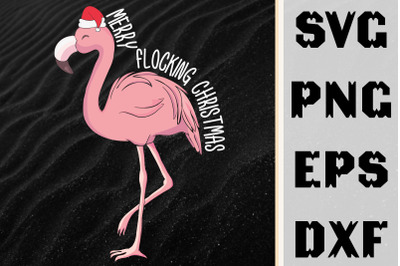 Merry Flocking Xmas Tropical Flamingo