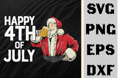 Happy 4th Of July Santa Xmas In July