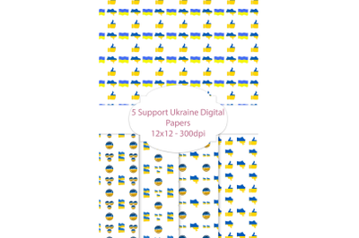 5 Support Ukraine Digital Papers, Ukrainian Digital Patterns