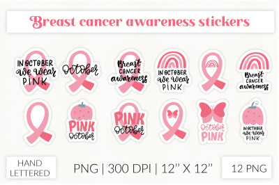 Breast cancer awareness stickers. Pink pumpkin sticker