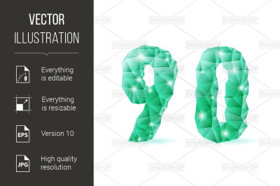 Emerald green polygonal font