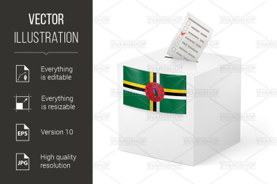 Ballot box with voting paper. Dominica