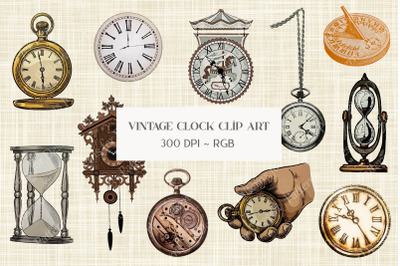 Vintage Antique Clock Clip Art