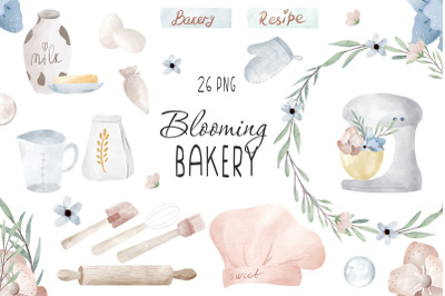 Watercolor blooming bakery clipart PNG, Cooking clipart, Kitchen clipa
