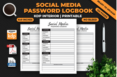 Social Media Password Logbook KDP Interior