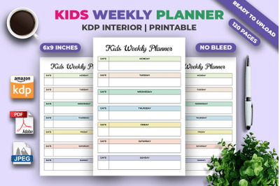 Kids Weekly Planner KDP Interior