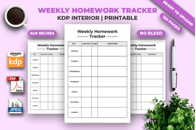 Weekly Homework Tracker KDP Interior