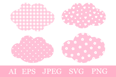 Clouds ornament clipart. Clouds SVG. Pink clouds sublimation