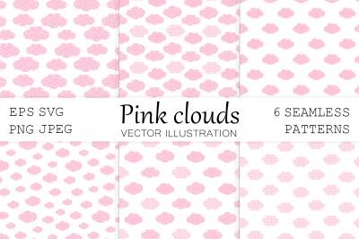 Pink Clouds pattern. Clouds background. Clouds ornament