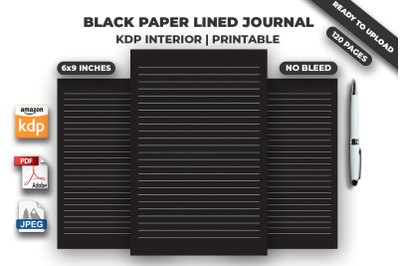 Black Paper Lined Journal KDP Interior