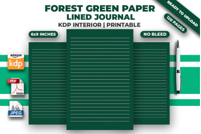 Forest Green Paper Lined Journal KDP Interior