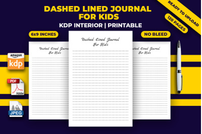 Dashed Lined Journal For Kids KDP Interior