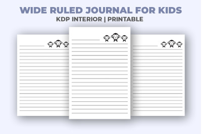 Wide Ruled Journal For Kids KDP Interior