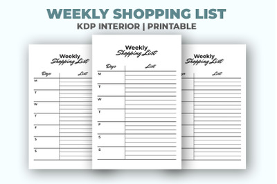 Weekly Shopping List KDP Interior