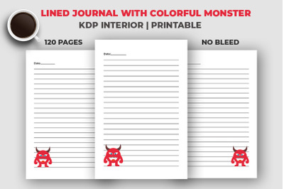 Lined Journal With Colorful Monster KDP Interior