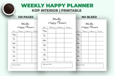 Weekly Happy Planner KDP Interior