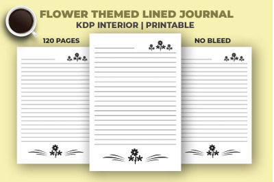 Flower Themed Lined Journal KDP Interior