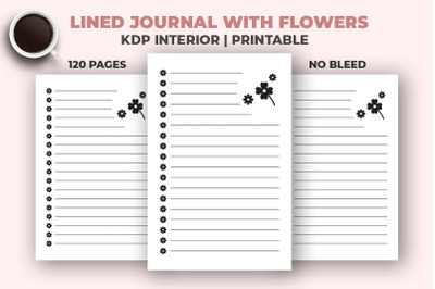 Lined Journal With Flowers KDP Interior