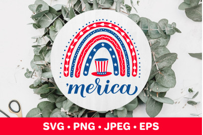 American patriotic rainbow. 4th of July SVG